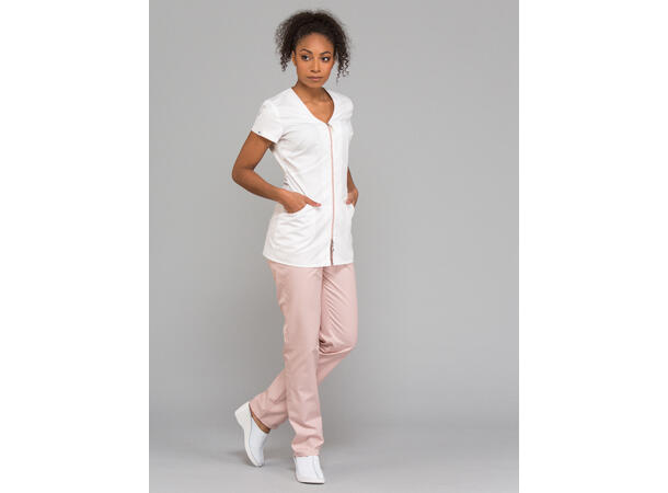 LILY Dametunika med glidlås i front White+Powder Pink XS 