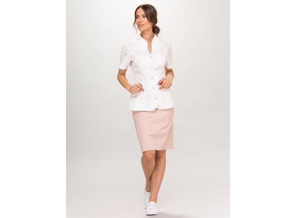 ROZA Dametunika med knapper i front White+Powder Pink XXL 